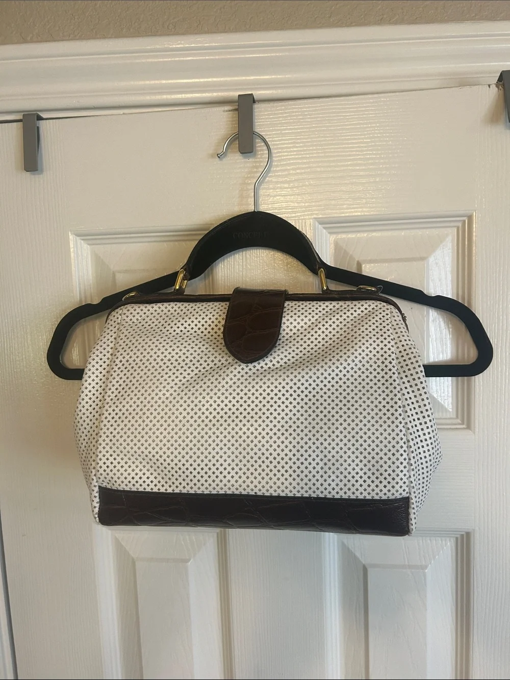 NEW Valerie Steven’s Perforated Leather Satchel